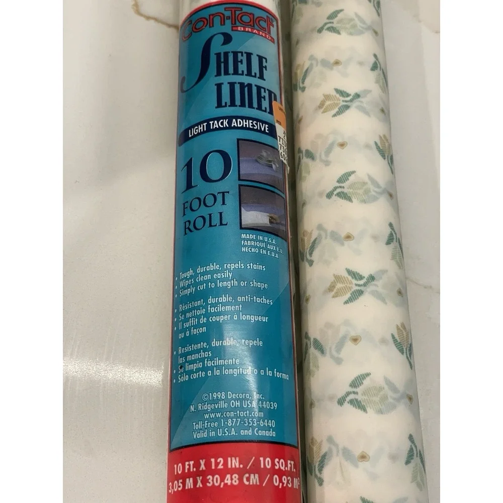 Vintage Con-Tact Shelf Liner Lot of 2 New + Used Partial Floral Drawer 1998 READ